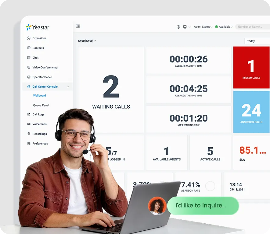 Yeastar P-Series -контакт-центр, очереди и wallboard